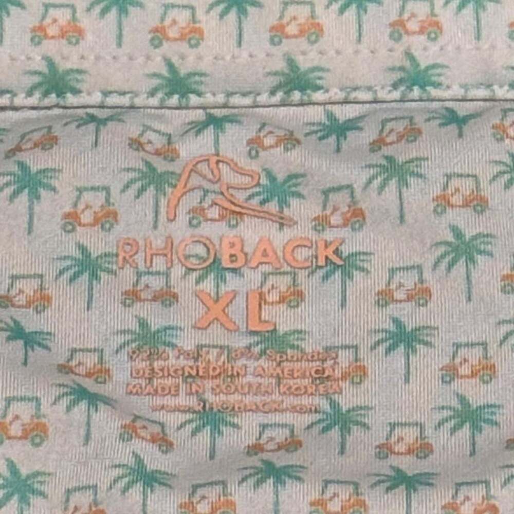 Rhoback Mens Performance Golf Polo Shirt Palm Trees Golf Carts White XL